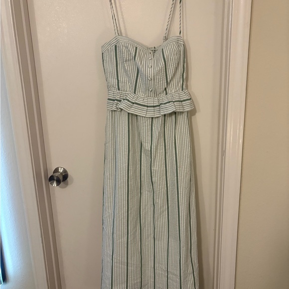 Tuckernuck Striped Midi Dress in White and Green - Picture 2 of 10